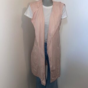 Gap vest trench style belted cotton blend pink womens extra large